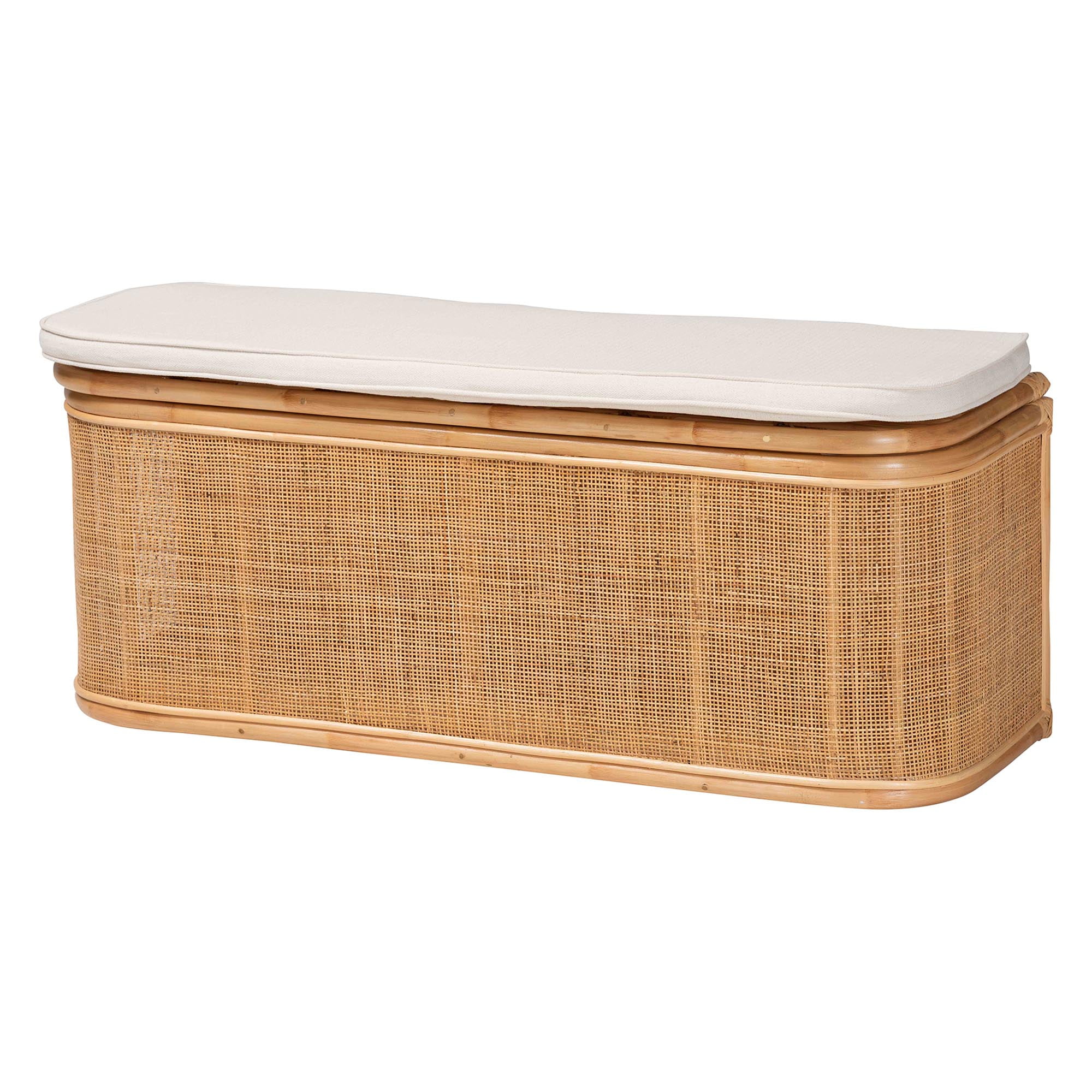 bali & pari Ishana Boho Storage Bench, Natural Rattan, Natural