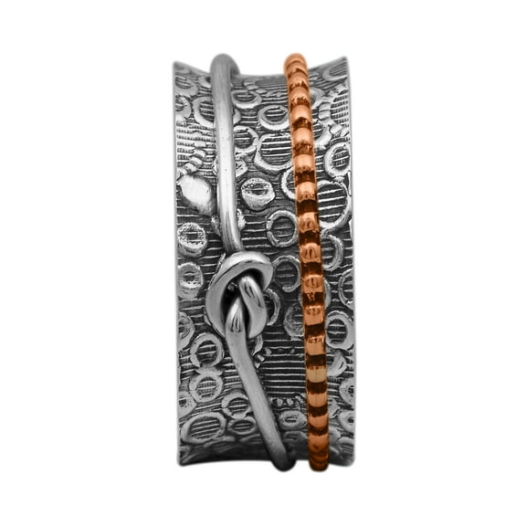Love Knot Texture Design Meditation Anxiety 925 Silver Spinner Unisex Band