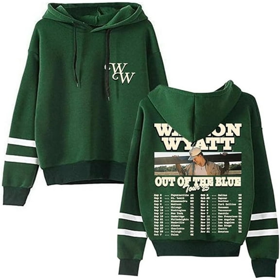 Waylon Wyatt Merch Out Of The Blue Tour 2025 Hoodie Unisex Pocketless Double Bar Sleeve Sweatshirt,XL,Gray