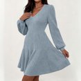 thumbnail image 6 of Lmueinov Women's Sweater Dress V-Neck Long Sleeve Ribbed Knit Mini Dress Flowy Tunic Short Dress Casual Fall Winter Swing Dress Daily Dating Outfits, 6 of 7