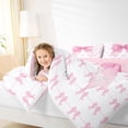 thumbnail image 3 of Erosebridal Cute Bowknot Queen Comforter Set for Girls, Pink Ribbon Bedding Comforter Set, Pink Reversible, 1 Comforter and 2 Pillowcases, 3 of 6