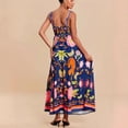thumbnail image 4 of Women's Exotic Tiger Floral Print Spaghetti Strap Maxi Dress Square Neck High Waist Boho Vacation Long Dress, 4 of 5