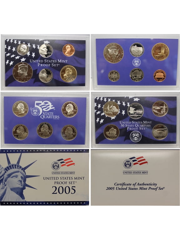 Collectible 2005 Proof Set - U.S. Mint 11-Coin Clad Set - Includes State Quarters, COA & OGP