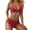 Red, variant on Women High Waisted V Neck Bikini Set With Twist Front, Adjustable Straps, And Ties Slimming Women's Swimsuit For Beach, Hot Spring, And Pool - Red - S