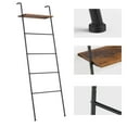 thumbnail image 6 of Rustic Blanket Ladder Rack Decorative Ladder Rack with Storage Shelf Black, 6 of 6