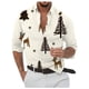 thumbnail image 3 of Camisa informal de manga larga con botones para hombre, con estampado 3D de muñeco de nieve navideño, para exteriores, ropa para hombre, día de Navidad 2024, 3 of 5