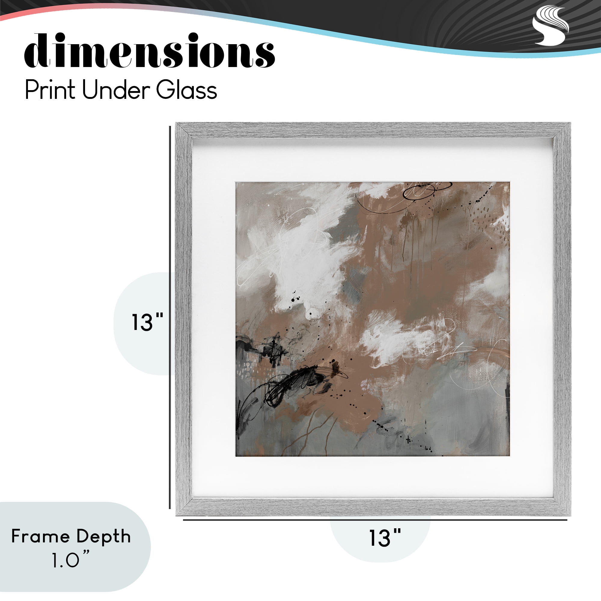 Stupell Industries Brown & Grey Brushwork Gray Framed Print Under Glass, design by Ruth Fromstein