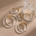 thumbnail image 4 of HIJONES Stainless Steel Pearl Hoop Earrings for Women Round Huggie Ear Studs Diameter 60mm, 4 of 6