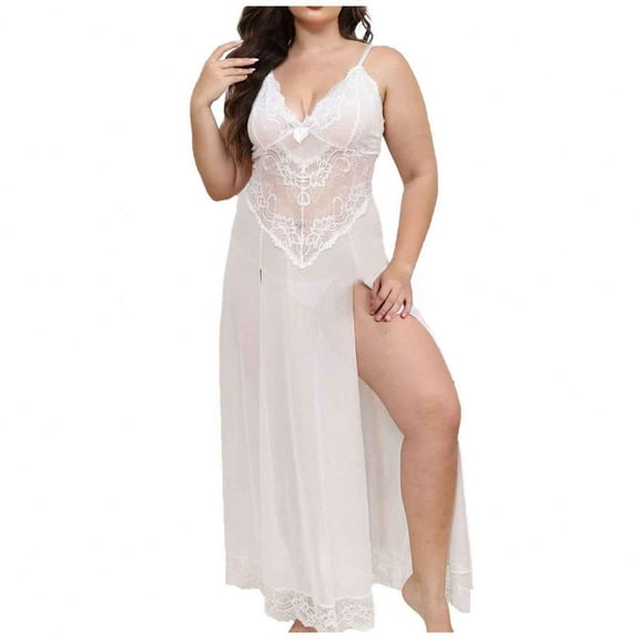 Sheer Lace Backless Long Dress Set Sexy Wear for Women Elegant Transparent Nightgown Comfortable Homewear