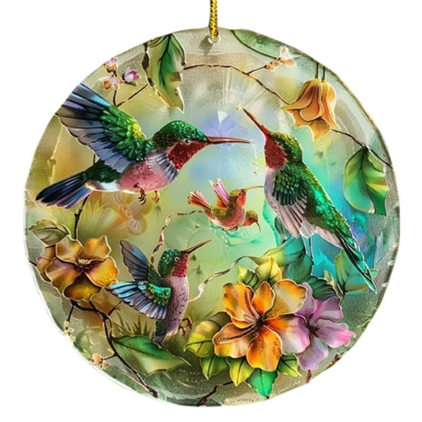 Decoración del hogar, decoración de habitaciones, decoración de pared, colgante natural y ágil de 10 cm, adecuado para ventana, jardín, patio, colibrí, teñido, festival, colgante