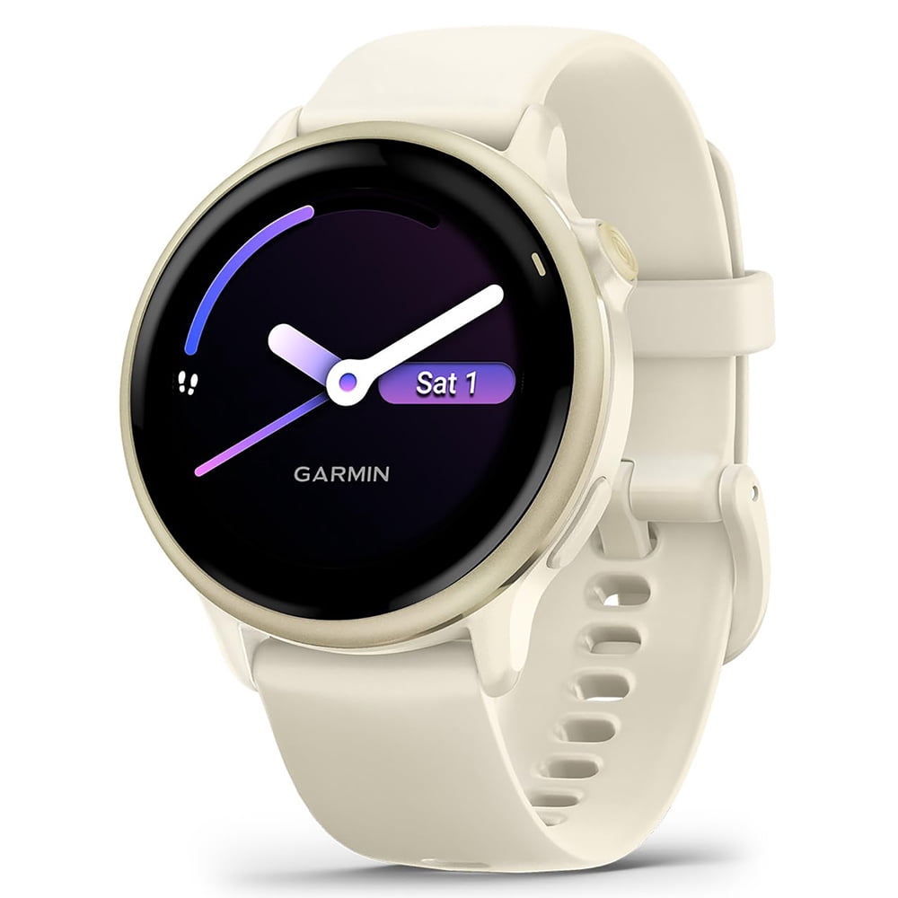 Garmin 010-02985-01 VIVOACTIVE 6 Health and Fitness GPS Smartwatch Bone with Silicone Band Bundle with 2 YR CPS Enhanced Protection Pack