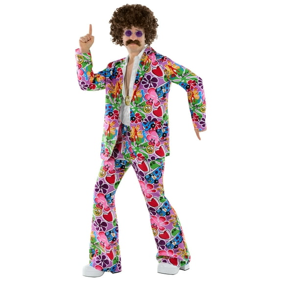 Fun Shack Mens Psychedelic Suit Mens Halloween Costume For Mens Multicolored Large
