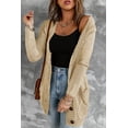 thumbnail image 3 of Women's Beige Front Pocket and Buttons Closure Cardigan, 3 of 14