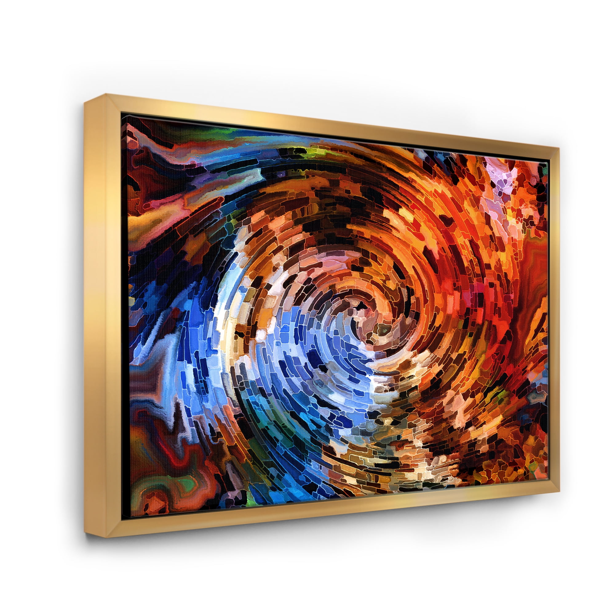 Designart 'Orange Spiral Abstract Voyages To Inner World' Modern Framed Canvas Wall Art Print