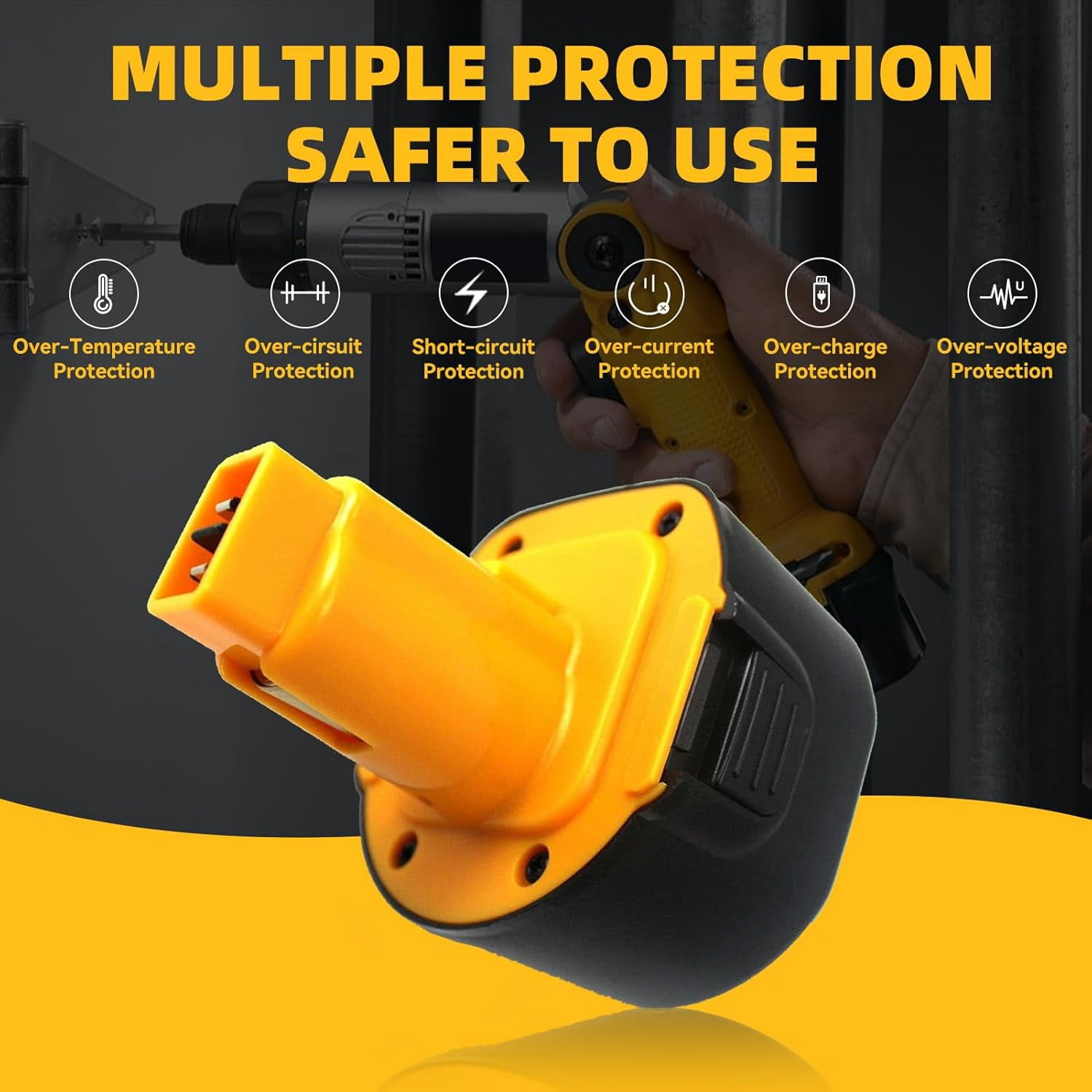 4Pack 7.2V Ni-MH Battery Replacement for Dewalt 7.2V Battery DW9057 DE9057 DE9085 DW920K DW920K2 DW925K DW925K2 DW968K