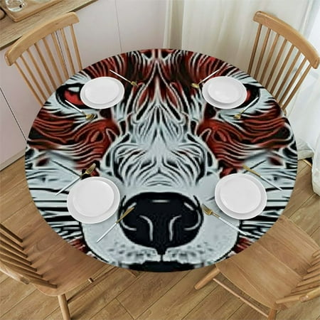 

HAOXIT Round Tablecloth Art Washable Table Cloth Table Cover for 42-46