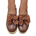 thumbnail image 6 of IEMIEMIEM Womens Bow Loafers Leather Comfort Round Toe Slip On Anti Slip Low Cute Non Slip Platform Loafers for Work Daily Casual Dressy Brown 7.5 Wide, 6 of 6