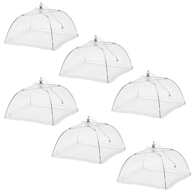 Bewildely Paraguas portátil de 6 uds., cubierta para comida, cubierta antimosquitos para comida, de encaje para el hogar, cubierta para Cubiertas para muebles de jardín