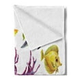 thumbnail image 2 of Ocean Soft Flannel Fleece Throw Blanket, Illustration of Exotic Fish Seaweed Coral Algae and Jellyfish Oceanic Wild Life, Cozy Plush for Indoor and Outdoor Use, 50" x 70", Orange Purple, by Ambesonne, 2 of 5