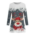 thumbnail image 5 of Christmas Dresses for Womens Holiday Dresses Christmas Womens Long Sleeve Crew Neck Deer Printed Soft Dress Fashion Party Swing Dress, 5 of 6