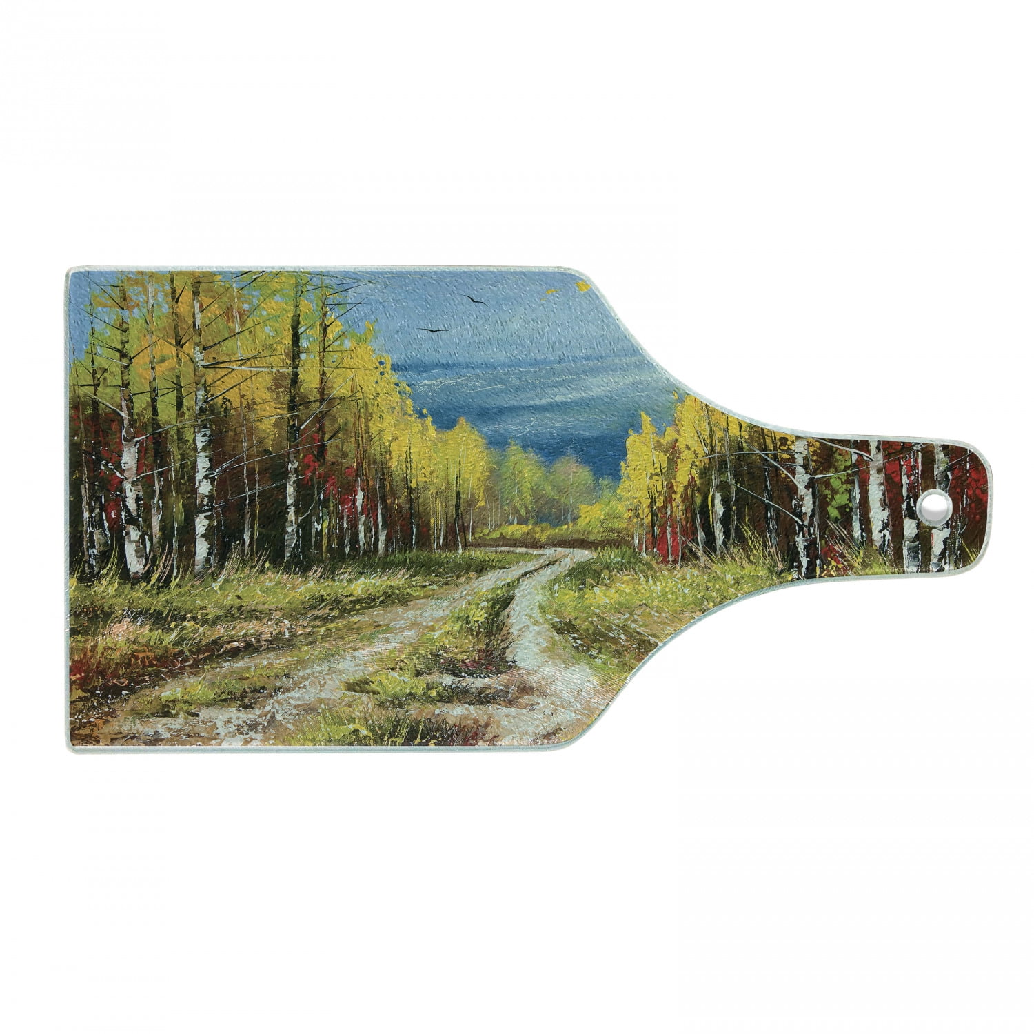 Multicolor Tempered Glass Cutting Board with Nature Landscape Design