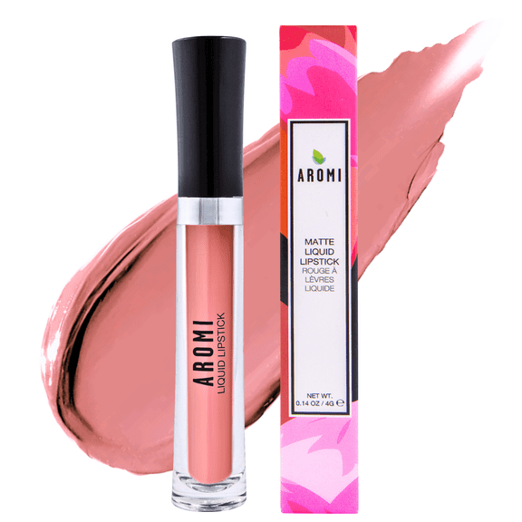Aromi Peach Matte Liquid Lipstick | Light, Peachy Nude Lip Color for Women, Long-Lasting (Fuzzy Peach)