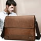 thumbnail image 1 of Textured Leather Crossbody Shoulder Bag | Adjustable Lightweight Strap | Spacious Multi-Compartment Handbag | Travel Work Daily Use | Coffee Brown | 33x24x5 cm | 1 Pc, 1 of 6