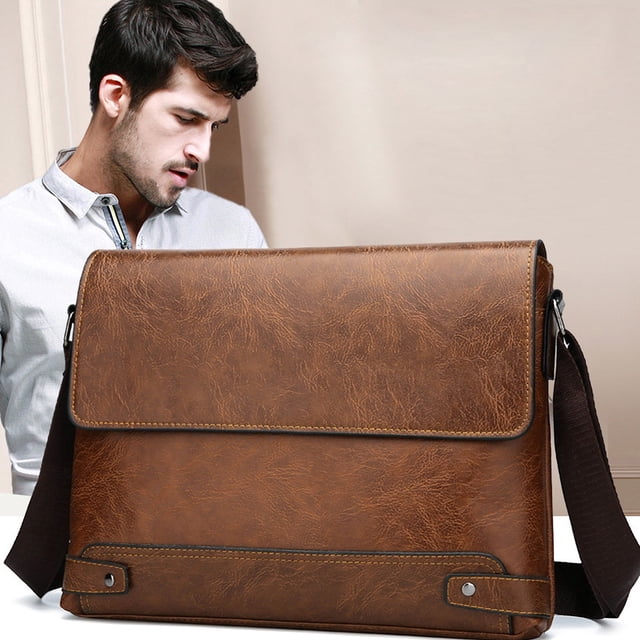 Uklsqma Premium Textured Pu Leather Shoulder Crossbody Bag | Adjustable Strap Lightweight Handbag | Spacious Multi-Compartment Travel Work Daily Use | Stylish Casual Bag for Men Women