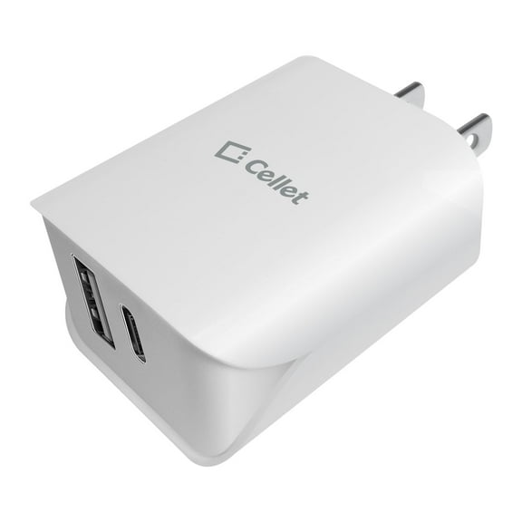 UL Certified Dual Port Home Charger, 18 Watt USB-A and Type-C Home Charger (Cable Sold Separately) Compatible to Samsung Galaxy S21, S21 Plus, S21 Ultra, Tablets, iPads and More