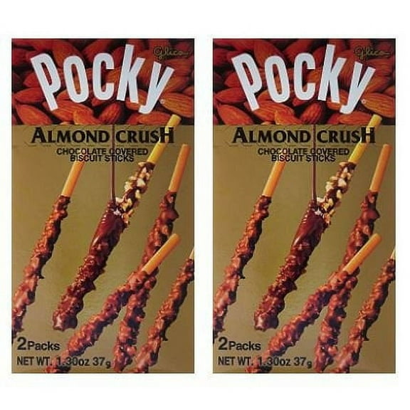 NineChef Bundle - Glico Pocky Chocolate Almond Crush Biscuit By Glico From Japan 12 Sticks (Pack of 2)   1 NineChef ChopStick