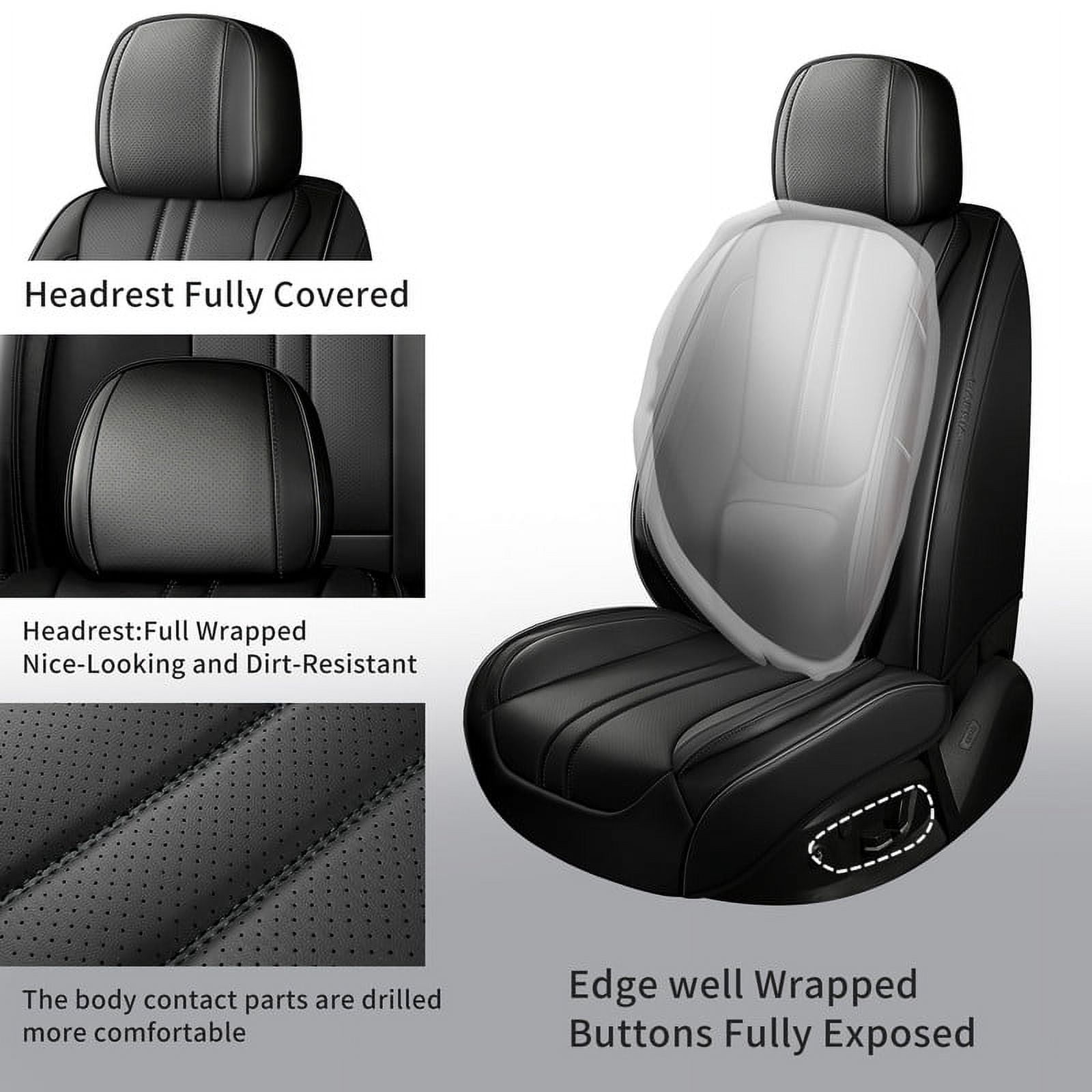 Car Seat Covers Full Set For Hyundai Elantra 2002-2024 2025, Breathable Waterproof Nappa Leather Auto Seat Protectors with Lumbar Support, Luxury Automotive Interior Accessories