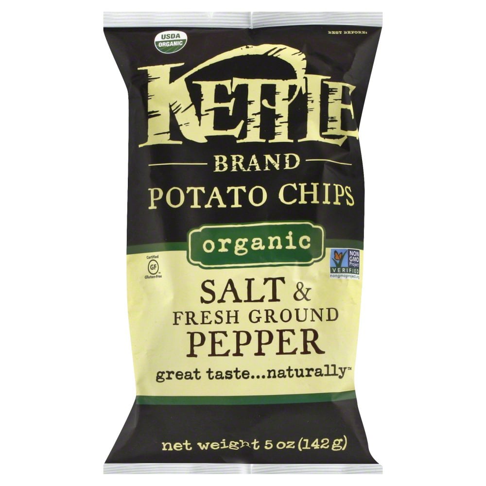 Kettle Foods Organic Chips Sea Salt & Black Pepper 5.0 OZ Pack of 15