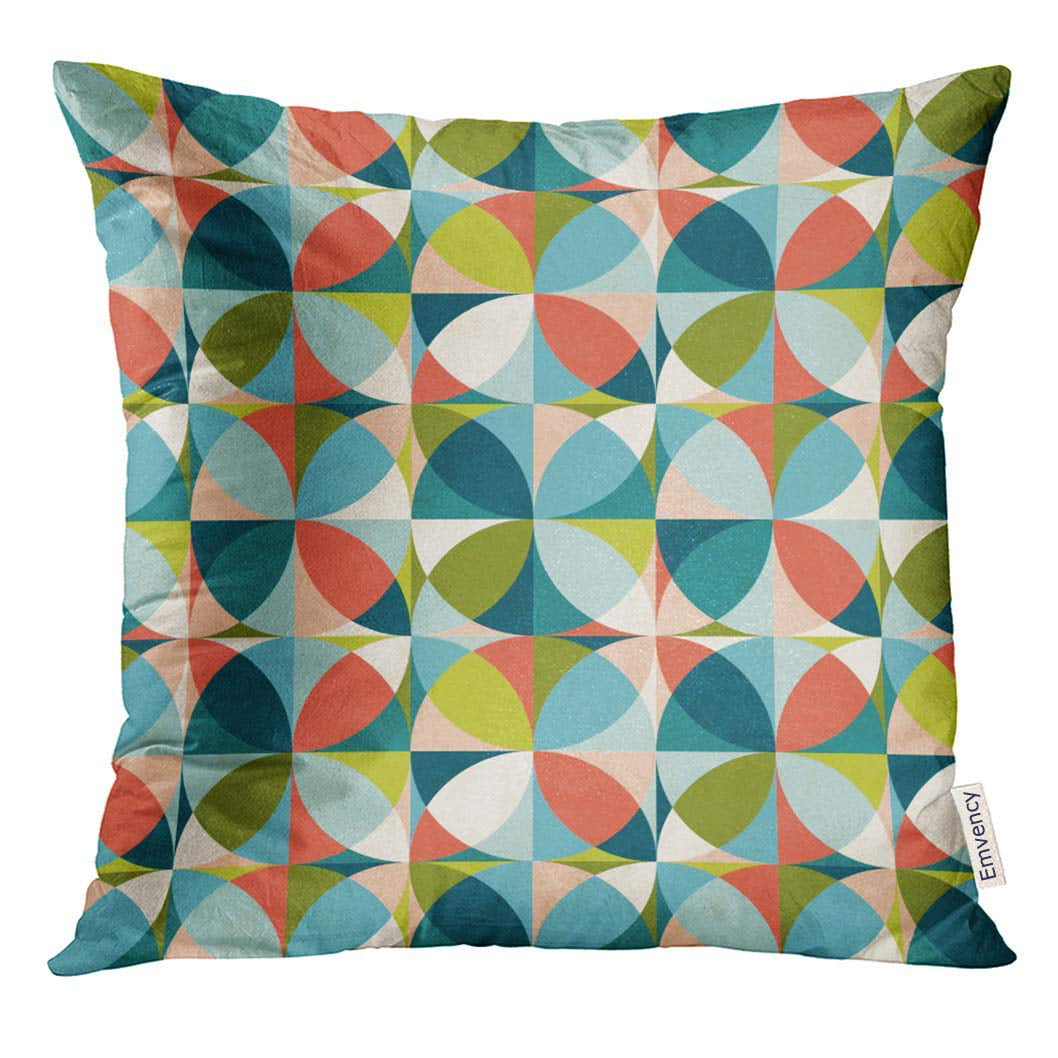 Multicolor 16x16 Hexagon Pattern Mid Century Modern Geometric Throw Pillow 