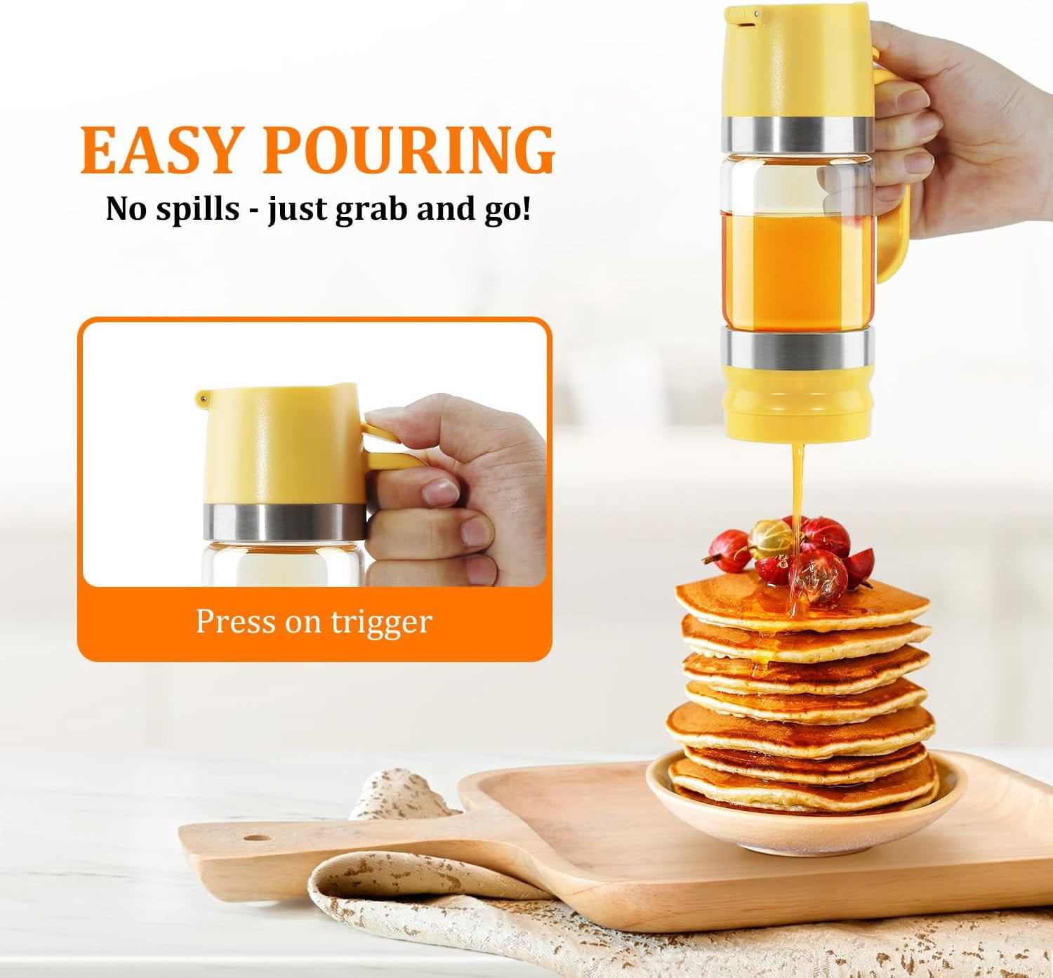 Glass Honey Dispenser No Drip - 9 OZ Honey Pot Honey Jar with Handle - Maple Syrup Dispenser
