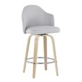 thumbnail image 2 of LumiSource Natural Wood, Chrome, Light Grey Fabric Ahoy Counter Stool - Set of 2, 2 of 7