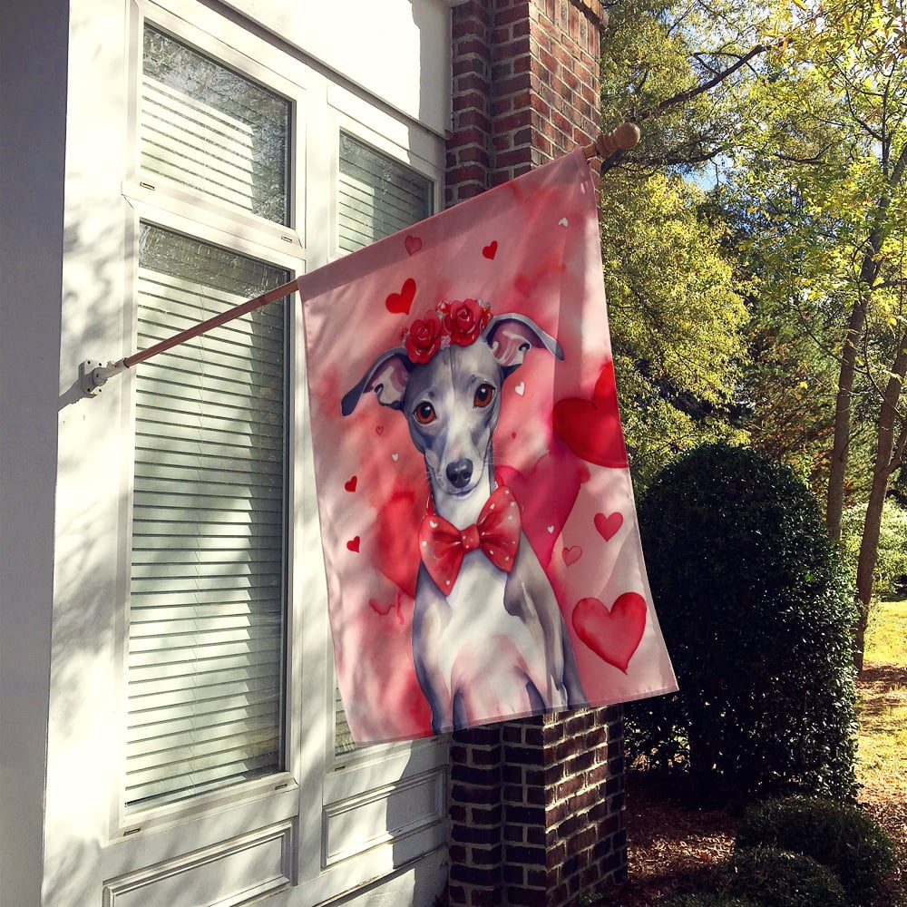 Italian Greyhound My Valentine House Flag 28 in x 40 in