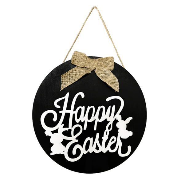 Happy Easter Door Sign Plaque 11.8"x11.8", Easter Wooden Hanging Door Sign Decor, for Front Door Easter Floral Spring Wall Hanger Decor Rustic Easter Decor for Easter Spring Party Indoor Outdoor