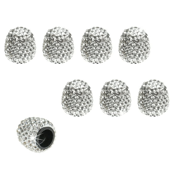 DBOO 8 Pack Handmade Crystal Rhinestone Tire Valve Stem Caps, Wheel Tire Valve, Attractive Dustproof Bling Car Accessories, Universal for Cars, Trucks and Motorcycles-White