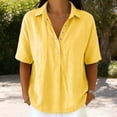 thumbnail image 7 of Womens Short Sleeve Casual Button Down Shirts Summer Soft Fashion Cotton Linen Blouses Tops, 7 of 7