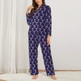 thumbnail image 2 of Saiise Cell Tower Print Women Soft Pajama Sets,Long Sleeve Sleepwear Button Up 2-Piece Pjs Lounge Sets-Small, 2 of 7