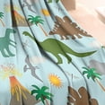 thumbnail image 3 of Dinosaurs Volcano Light Blue Pattern Blanket,Comfortable Soft Flannel Throw Blanket,All Season,Warm Lightweight Blankets for Sofa Bed Couch Living Room Chair,30"x40", 3 of 4