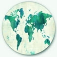 thumbnail image 1 of Designart 'Discover the World Map in Blue' Traditional Metal Circle Wall Art, 1 of 3