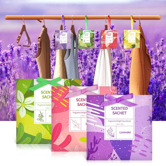 LA BELLEFÉE 10-Pack Scented Sachets | Lavender Fresh Cotton Linen Bergamot Scents | Long-Lasting Drawer & Closet Clothing Freshener