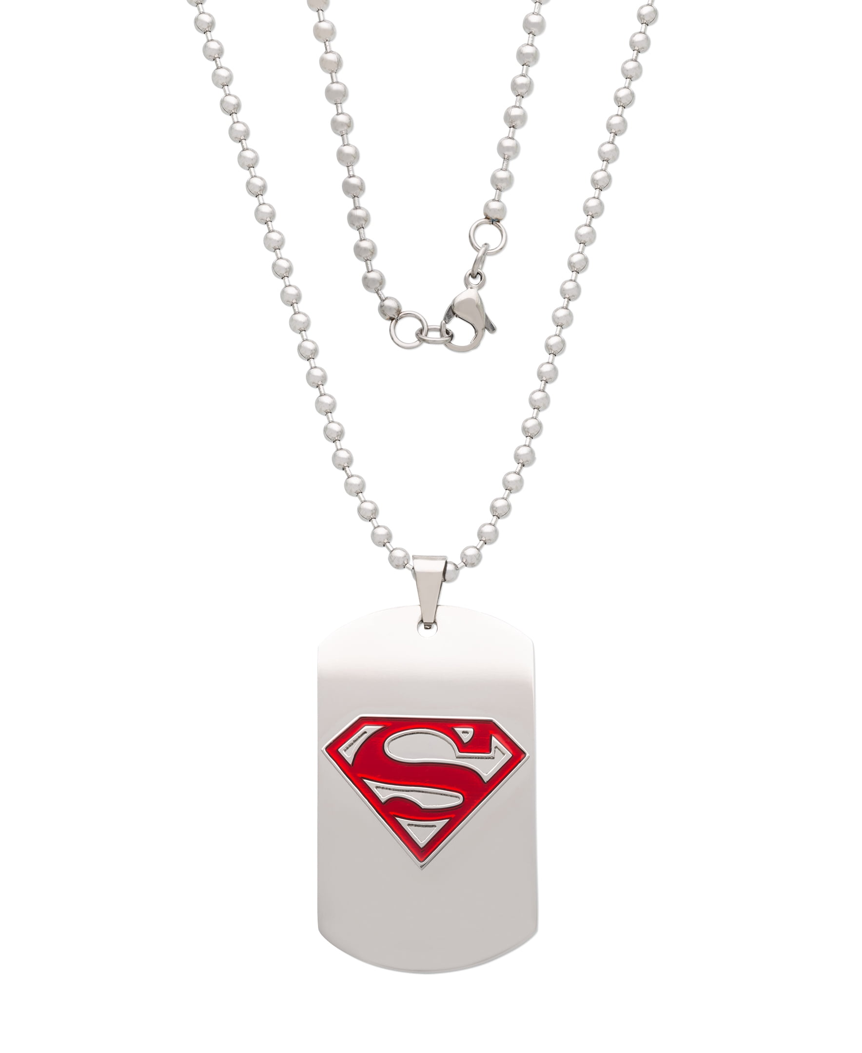 DC Comics Superman Men's Stainless Steel Logo Pendant Necklace, 22"