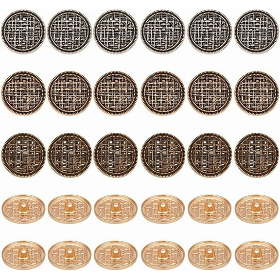30Pcs 3 Colors Metal Shank Buttons 22mm Vintage Round Buttons 2.4mm Hole Metal Flat Round Buttons Sewing Shank Buttons Metal Blazer Buttons DIY for Sewing Clothing Crafts Accessories Decoration