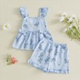 thumbnail image 2 of Toddler Girl Boho Outfit Ruffle Layer Sleeveless Top Floral Print Shorts Summer Casual Set 2-3 Years, 2 of 5
