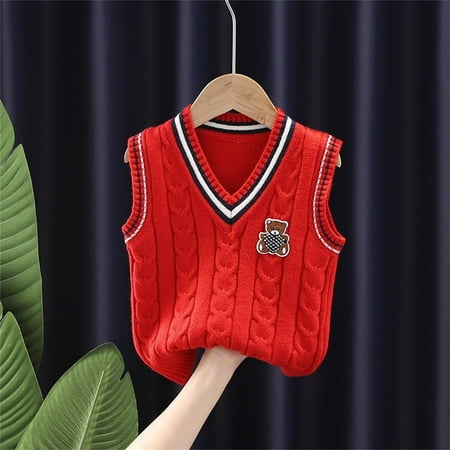 

CaComMARK PI Boys Sweater Vest Unisex Cable Knit Toddler School Uniform Vest for Little Big Childrens Kids Teenage Girls 2-7 Years sales today clearance