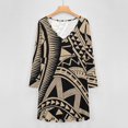 thumbnail image 4 of Polynesian Samoan Tattoo Black Tan Design Long Sleeve Sexy Dresses For Women Ladies Vintage Elegant Party Dress Oversized V-neck Dress, 4 of 7