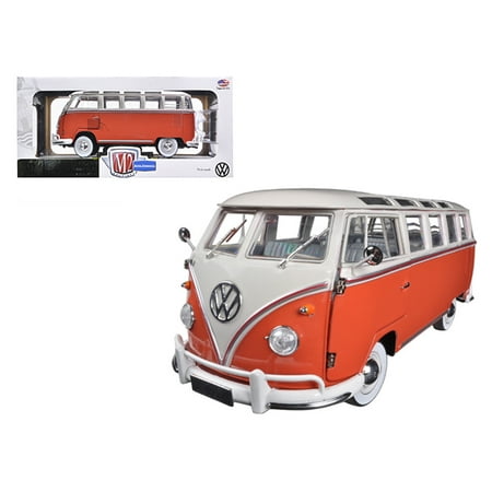 1960 Volkswagen Microbus Deluxe USA Model Red 1/24 Diecast Model by M2