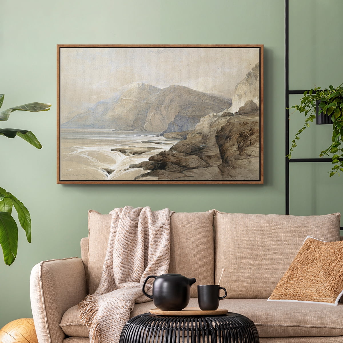 Vintage Landscape-MXV By Wexford Home Framed in Walnut Wood Gallery Wrapped Canvas 17 in. x 25 in.